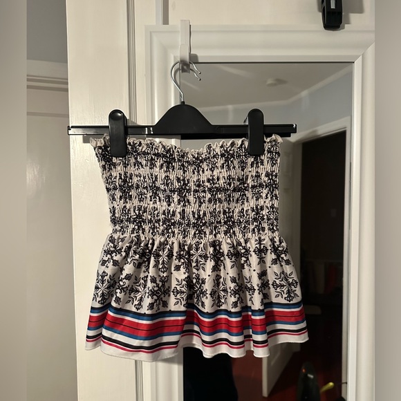 Zara Cropped Strapless Ruched Flowy Floral Silk Shirt Top Women’s Size M New - Picture 3 of 3